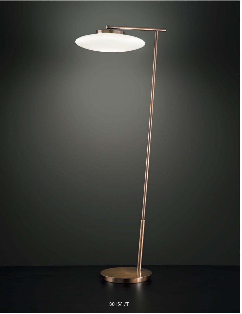 PIANTANA IN OTTONE BRUNITO VECCHIO CON VETRO BIANCO