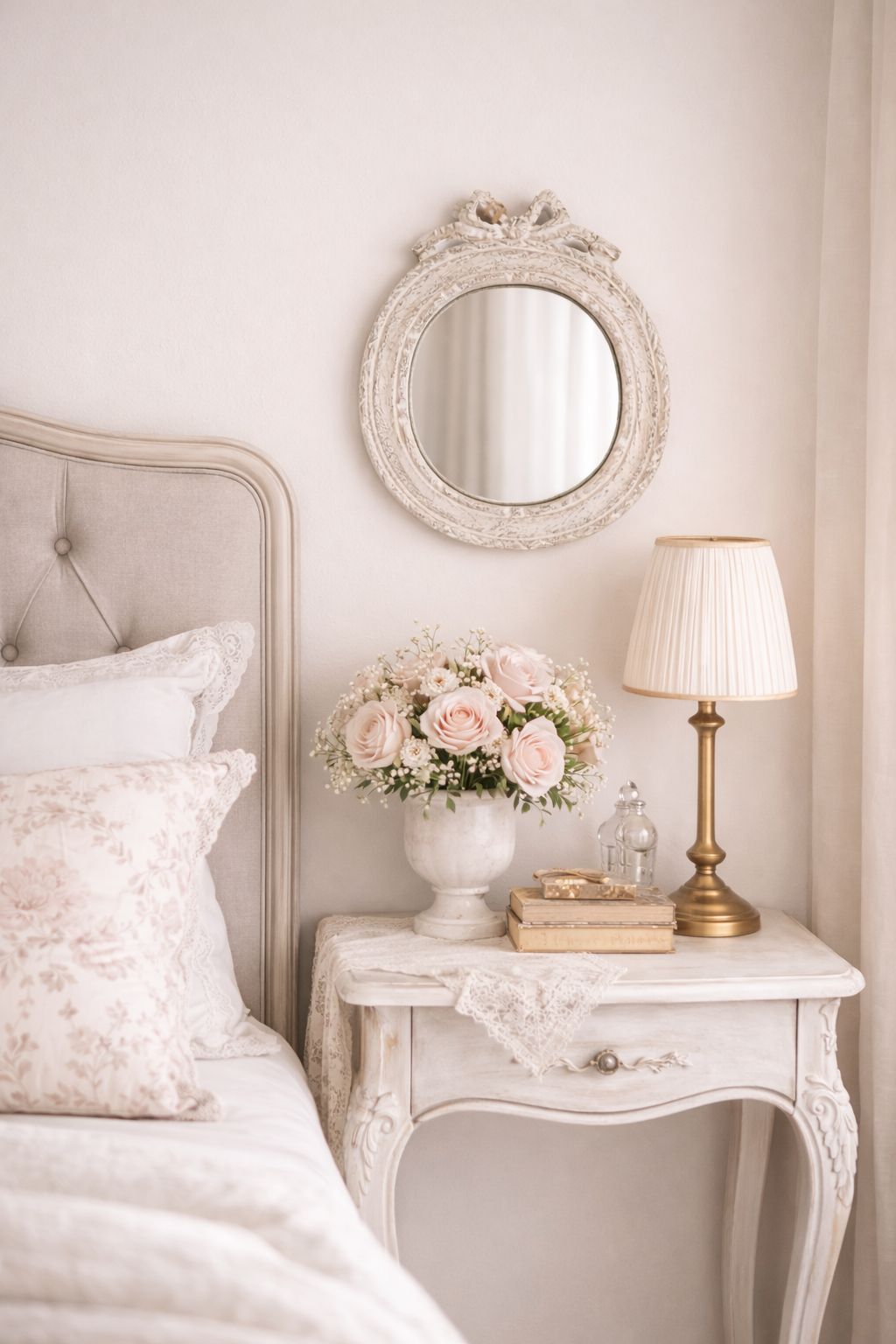 Specchio Ovale Fiocco – Stile Shabby Chic