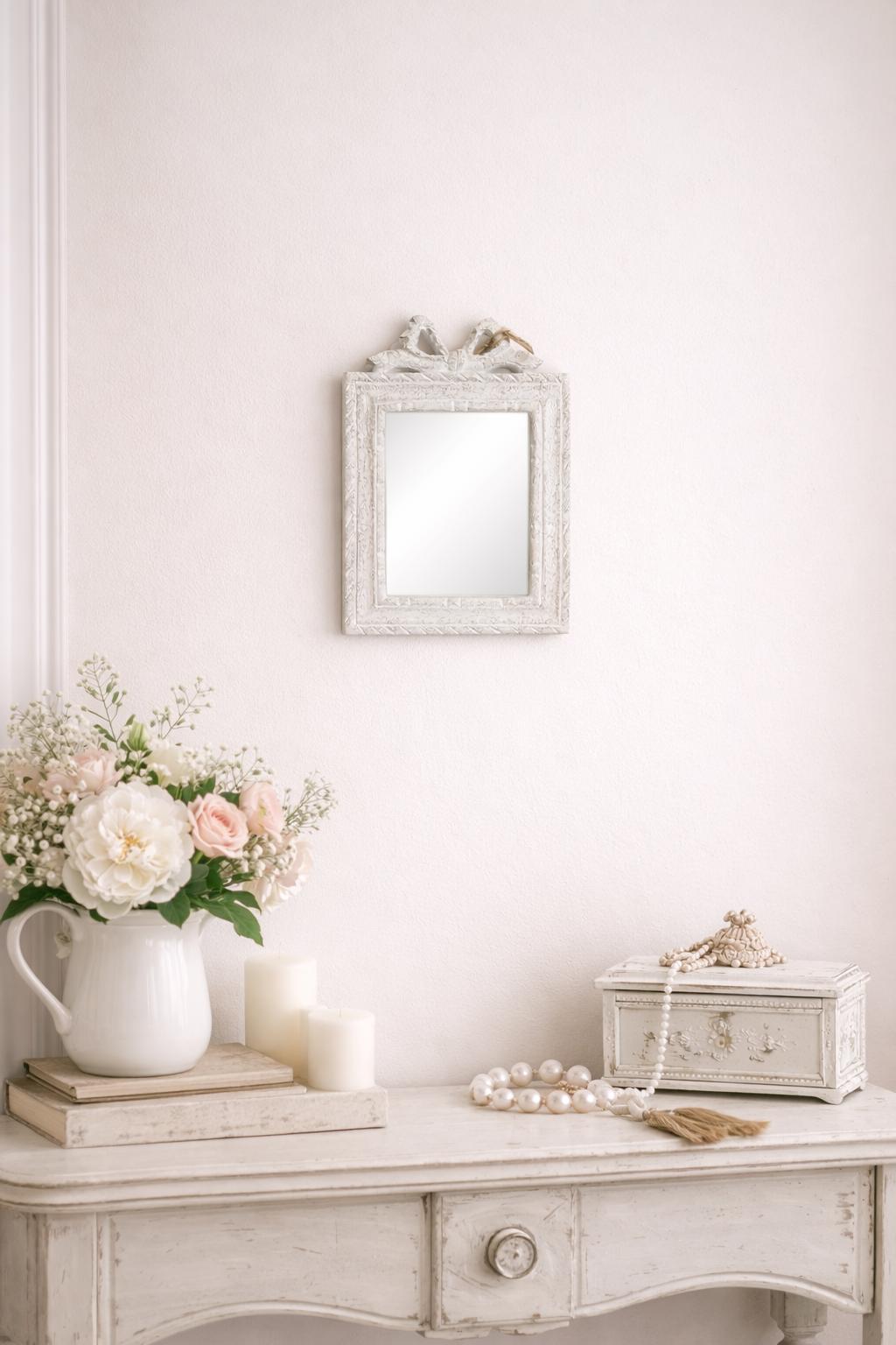 Specchio Rettangolare Fiocco – Stile Shabby Chic