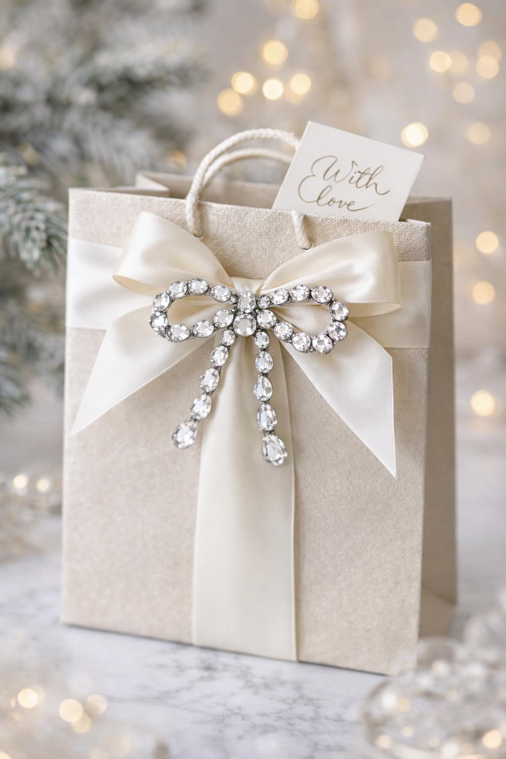 DECORAZIONE FIOCCO CON BRILLANTINI