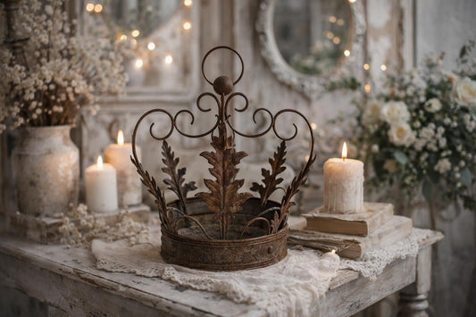 CORONA IN METALLO BROCANTE STYLE DIAM.38X47 CM