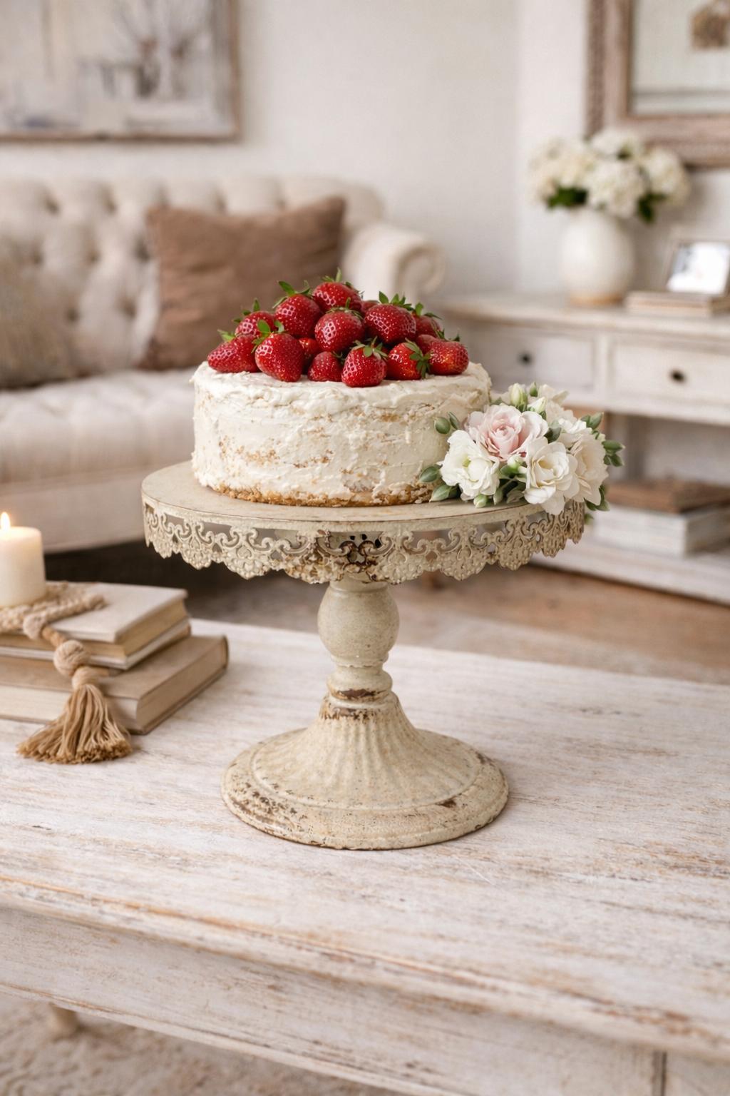 Alzatina in metallo color grigio chiaro antico