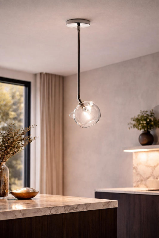 Sospensione dal design essenziale in ottone - H 71 - D 20