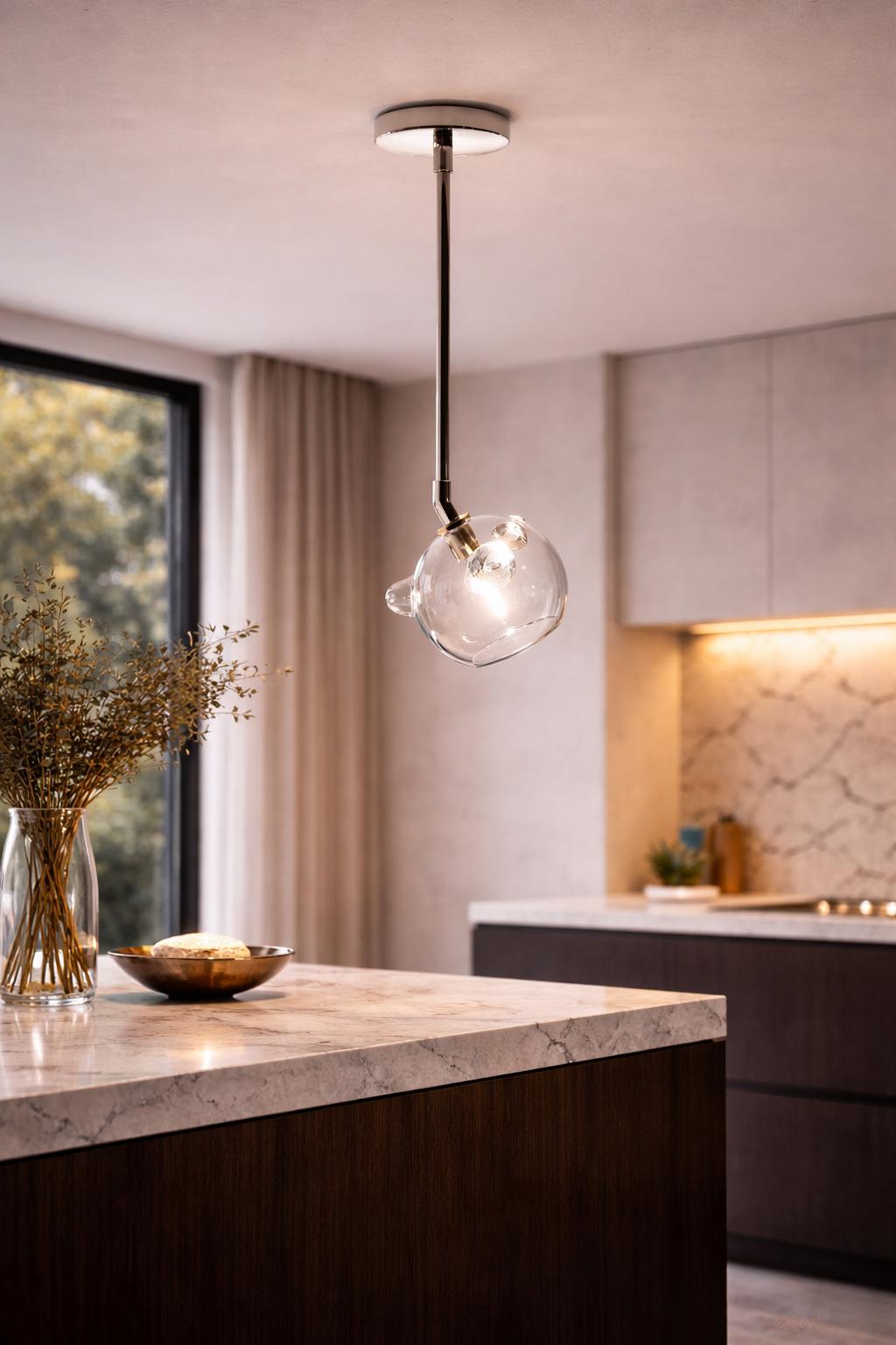 Sospensione dal design essenziale in ottone - H 71 - D 20
