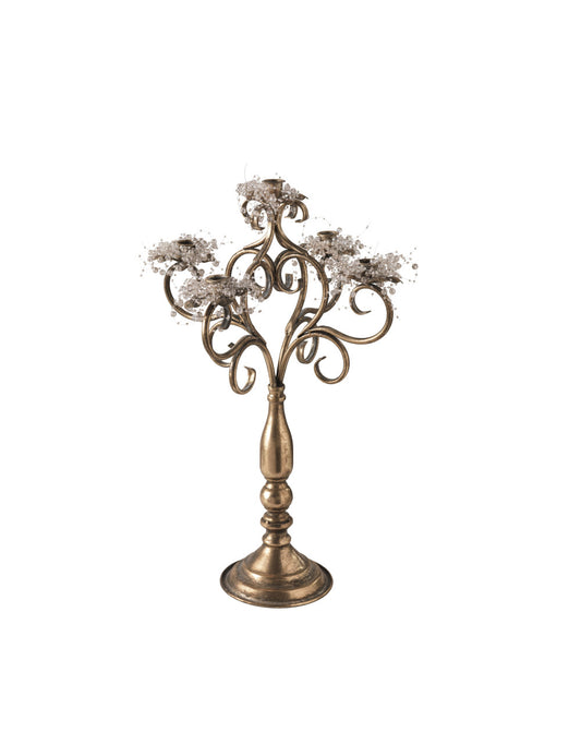 CANDELIERE IN METALLO 5 FIAMME BRONZO