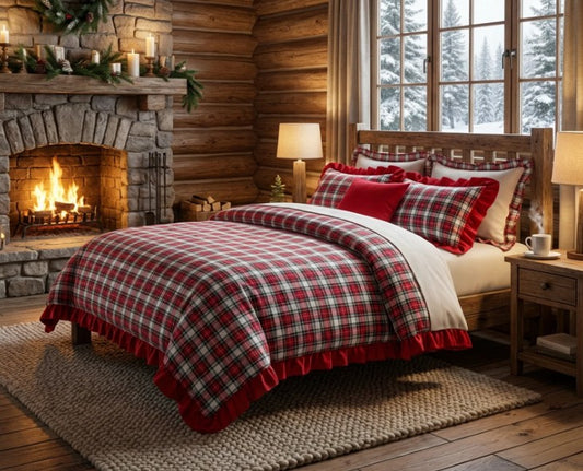 Completo letto 2 piazze Tartan avorio