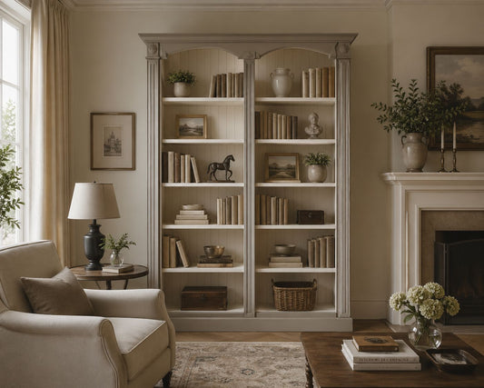 Libreria due colonne tortora e avorio - h.197 cm x P.39cm x L119cm
