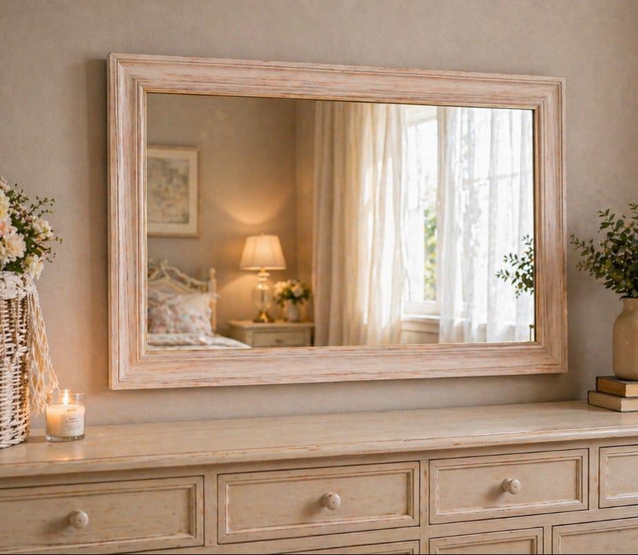 Specchio con cornice effetto legno sbiancato - 50x70 cm