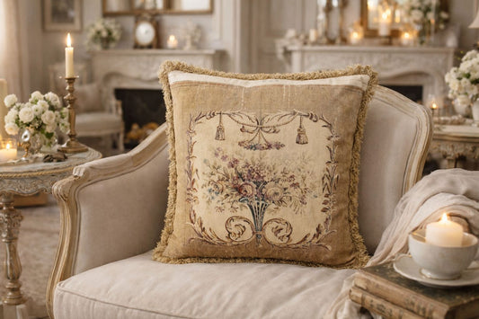 Cuscino stampato in velluto con frangia cm 45x45