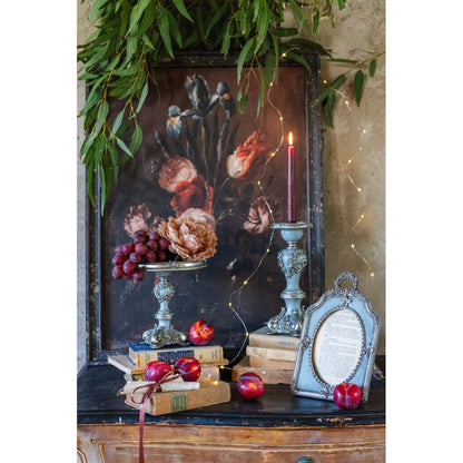 Alzatina in resina color azzurro e argento