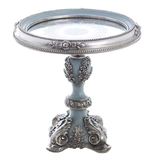 Alzatina in resina color azzurro e argento