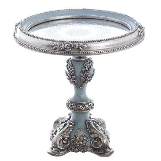 Alzatina in resina color azzurro e argento