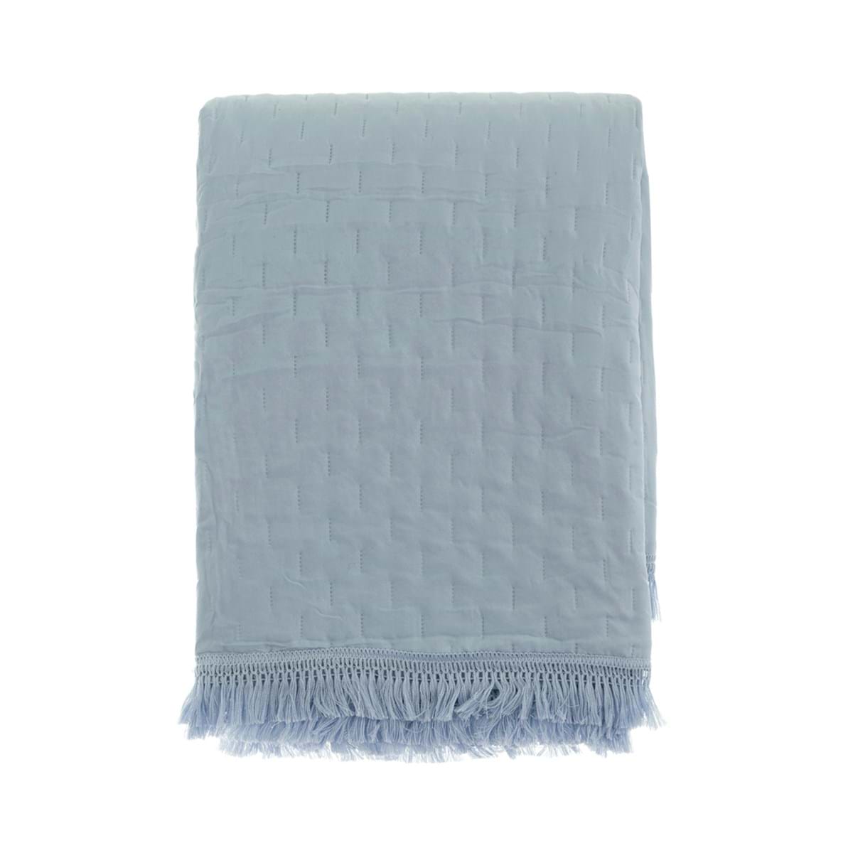 TRAPUNTA CON FRANGE AZZURRO O COLOR NATURALE 260GSM-cm 260x260