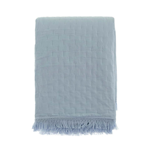 TRAPUNTA CON FRANGE AZZURRO O COLOR NATURALE 260GSM-cm 260x260