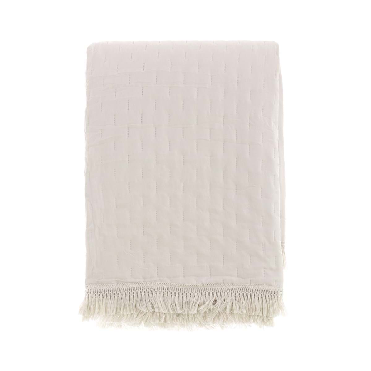 TRAPUNTA CON FRANGE AZZURRO O COLOR NATURALE 260GSM-cm 260x260