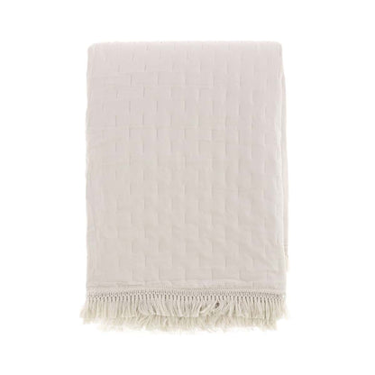 TRAPUNTA CON FRANGE AZZURRO O COLOR NATURALE 260GSM-cm 260x260