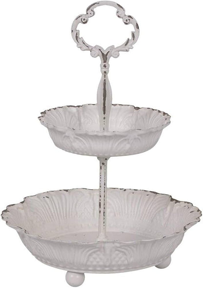 Etagerè in metallo bianco antico -cm 25x18