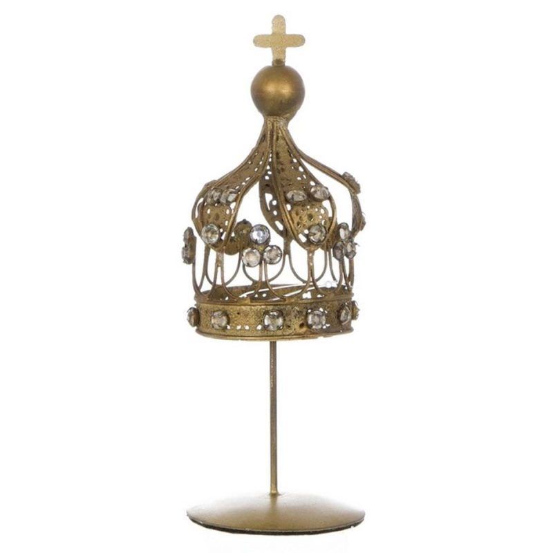 Corona decorativa shabby chic con strass - CM 6,5 X 17