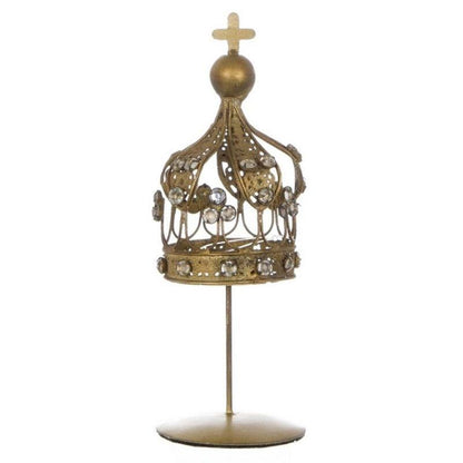Corona decorativa shabby chic con strass - CM 6,5 X 17