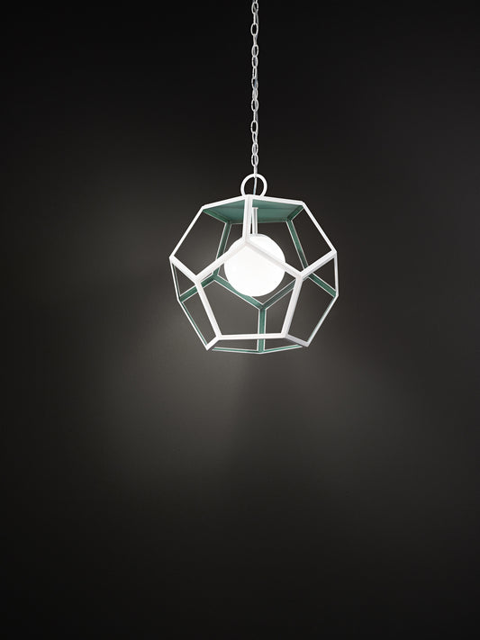 LAMPADARIO IN OTTONE BRUNITO FORMA GEOMETRICA