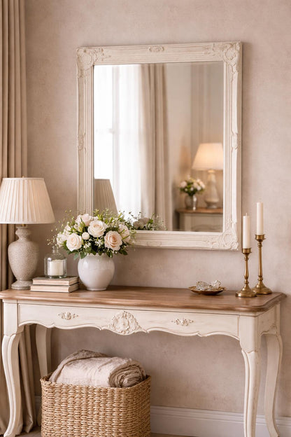 Specchio stile francese con cornice decorata cm 72x61