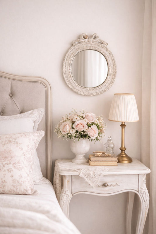 Specchio Ovale Fiocco – Stile Shabby Chic