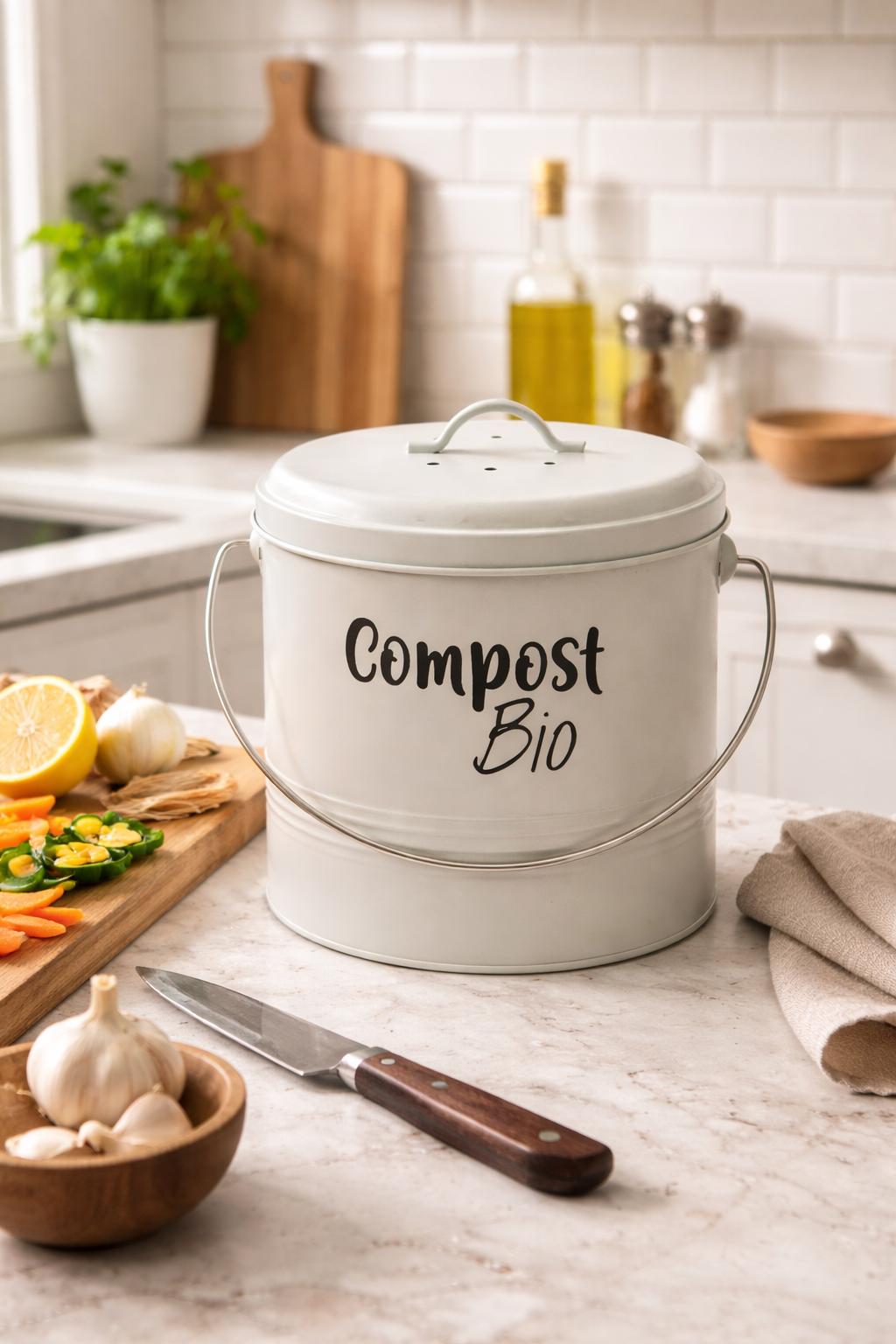 Pattumiera Compost Bio Acciaio Grigio cm.19x20