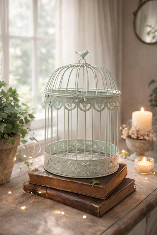 Gabbia decorativa in metallo vintage – 30x19 cm