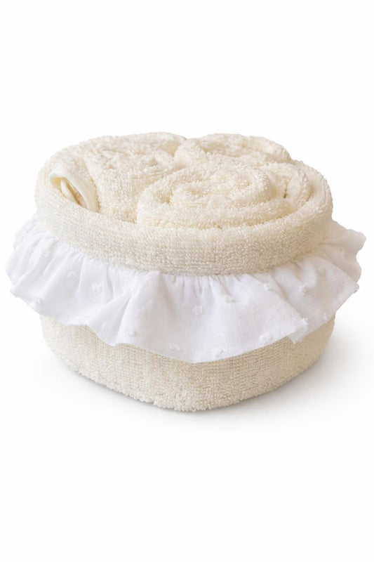 Set 3 lavette in cestino di spugna