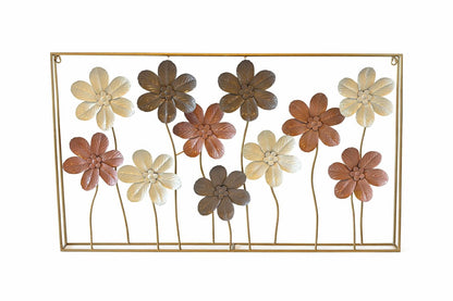 Pannello decorativo in metallo con fiori cm 90x65