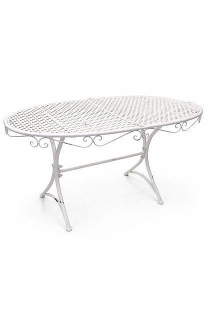 Tavolino in ferro bianco stile romantico cm 79x43 h45