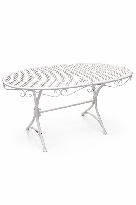 Tavolino in ferro bianco stile romantico cm 79x43 h45