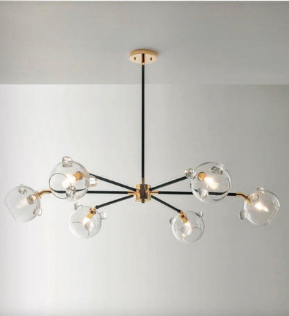 Lampadario in ottone nero e bagno oro H 75 - D 115