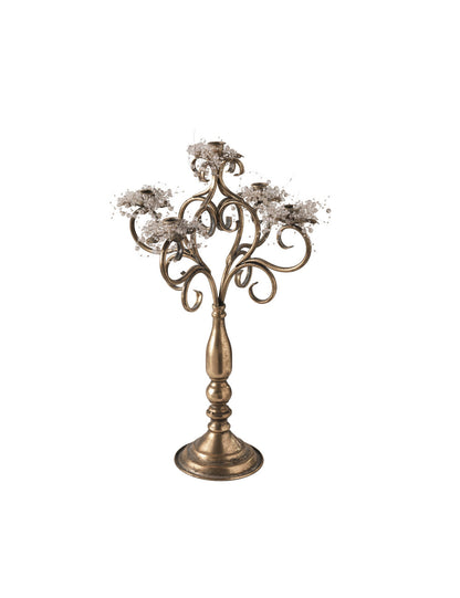 CANDELIERE IN METALLO 5 FIAMME BRONZO