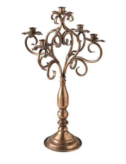 CANDELIERE IN METALLO 5 FIAMME BRONZO