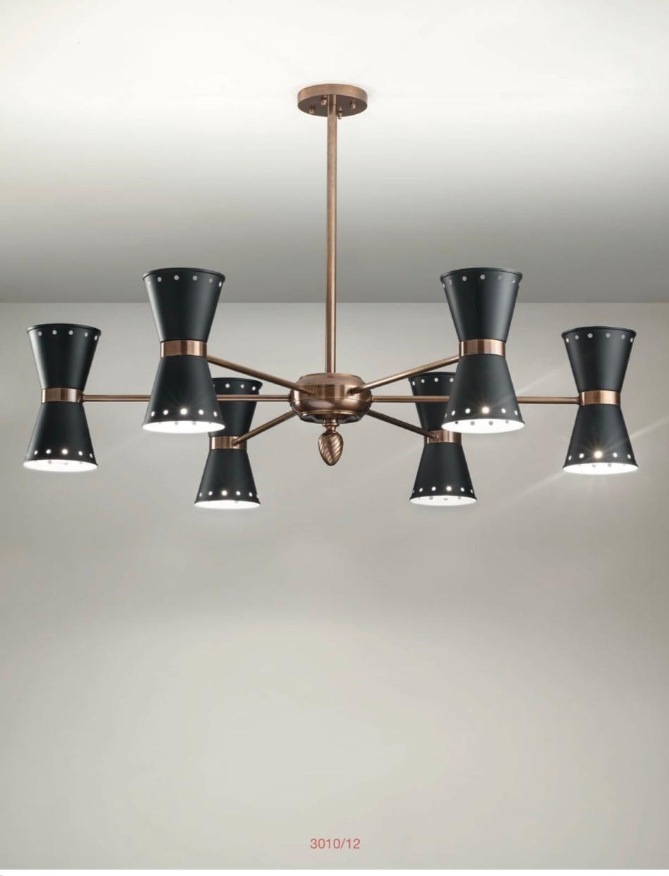 LAMPADARIO BAGNO ORO CON PARALUMI DI METALLO