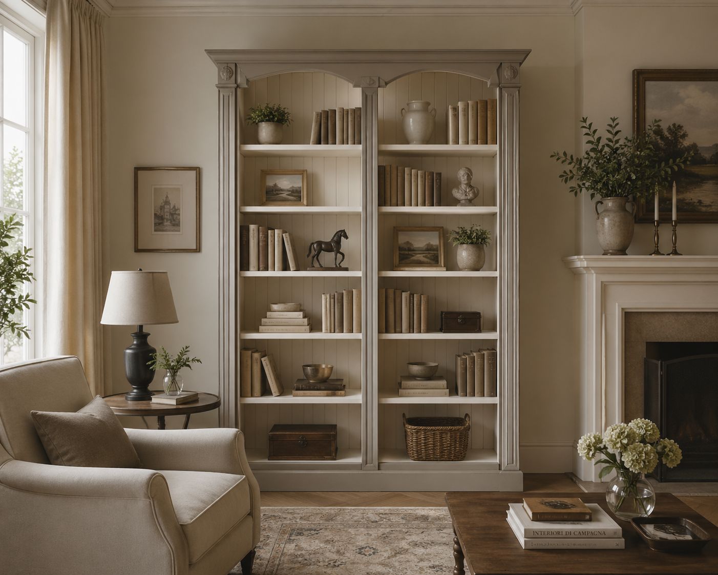 Libreria due colonne tortora e avorio - h.197 cm x P.39cm x L119cm