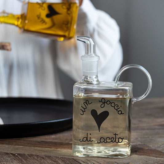 Bottiglia in vetro "Un Goccio Di Aceto" in scritta nera