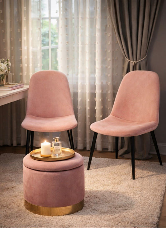 Sedia in velluto rosa – Eleganza contemporanea