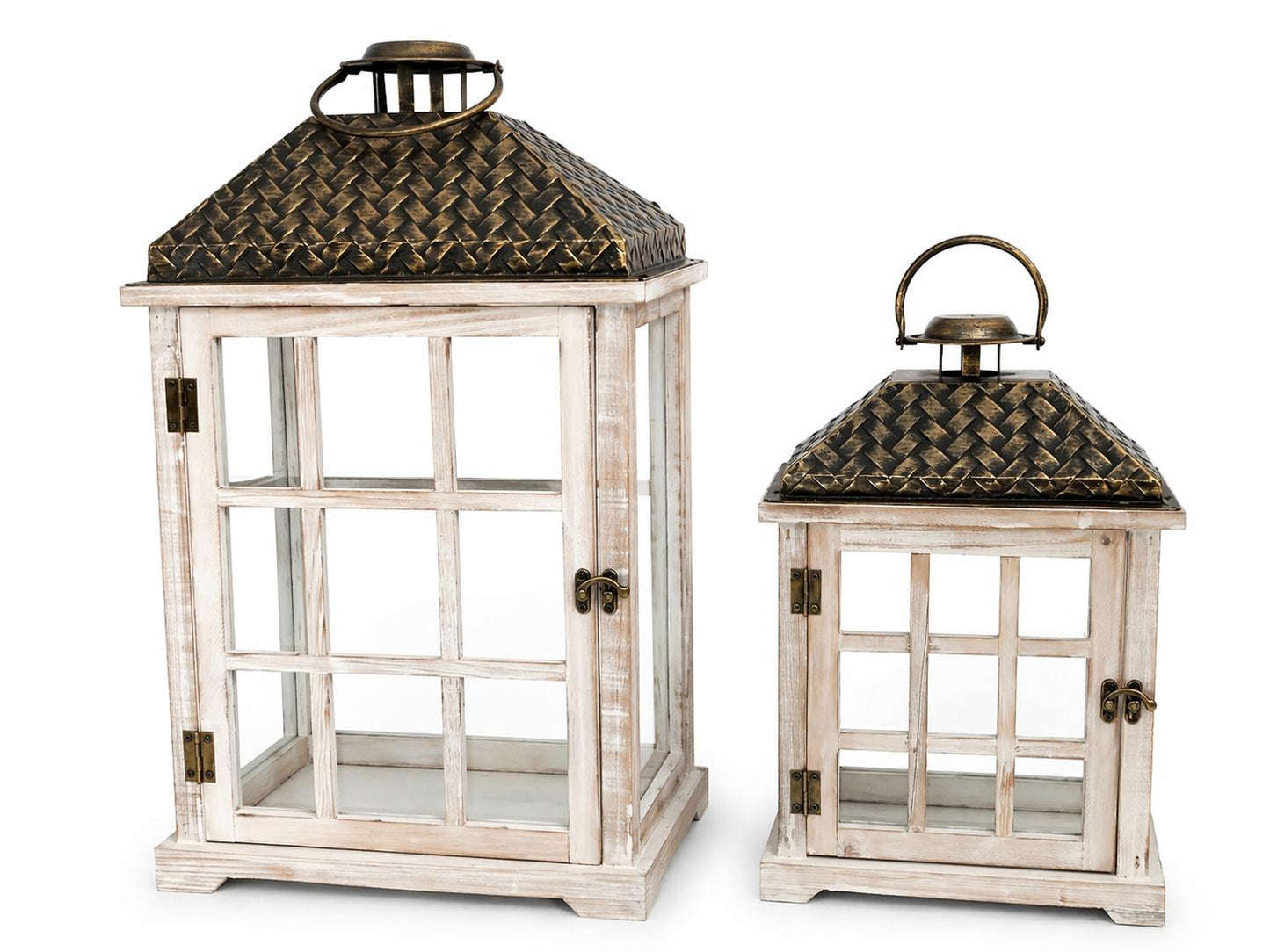 Set lanterne in legno e metallo