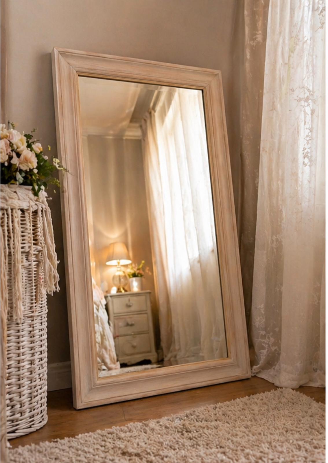 Specchio con cornice effetto legno sbiancato - 50x70 cm