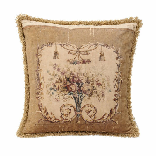 Cuscino stampato in velluto con frangia cm 45x45